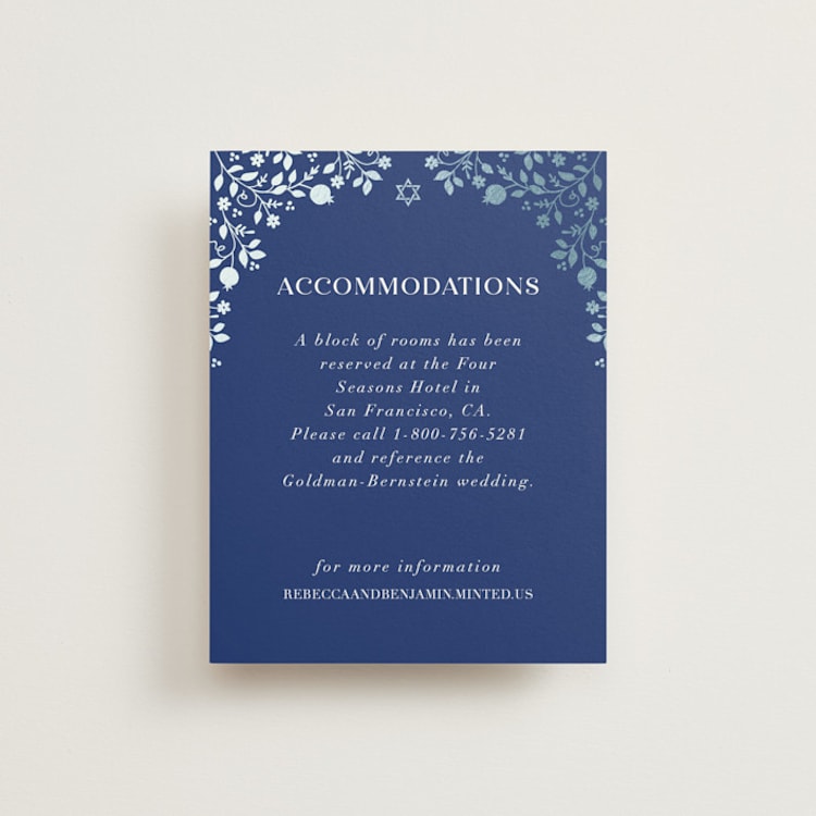 "Pomegranate Floral Frame" - Direction Cards in Royal by Nam Bourassa - Front