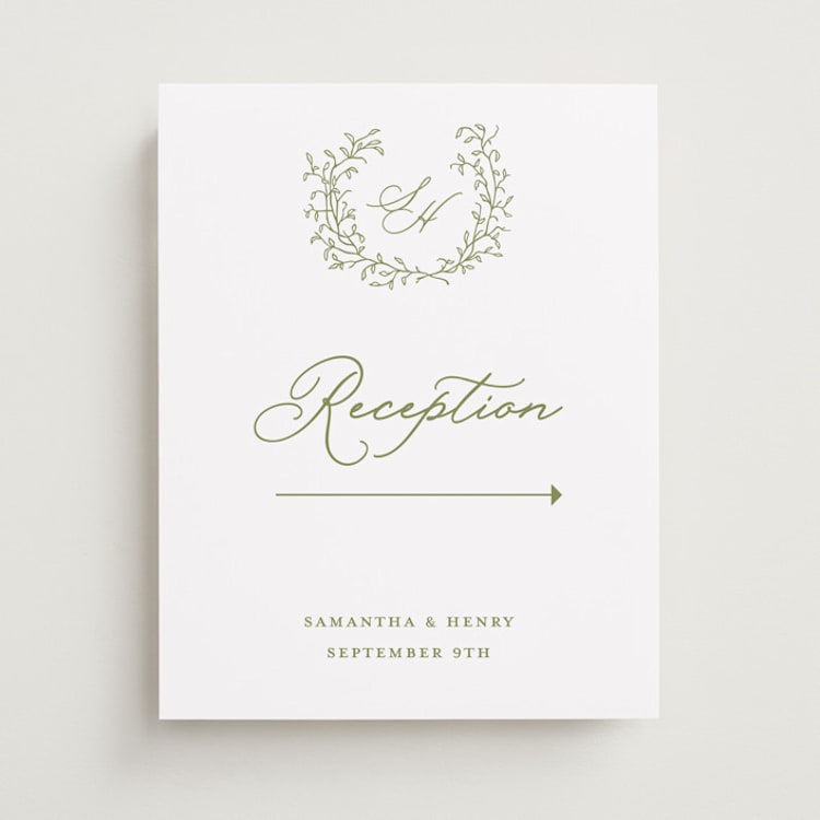 "Garden Script" - Direction Signs in Pistachio by Katherine Moynagh - Front