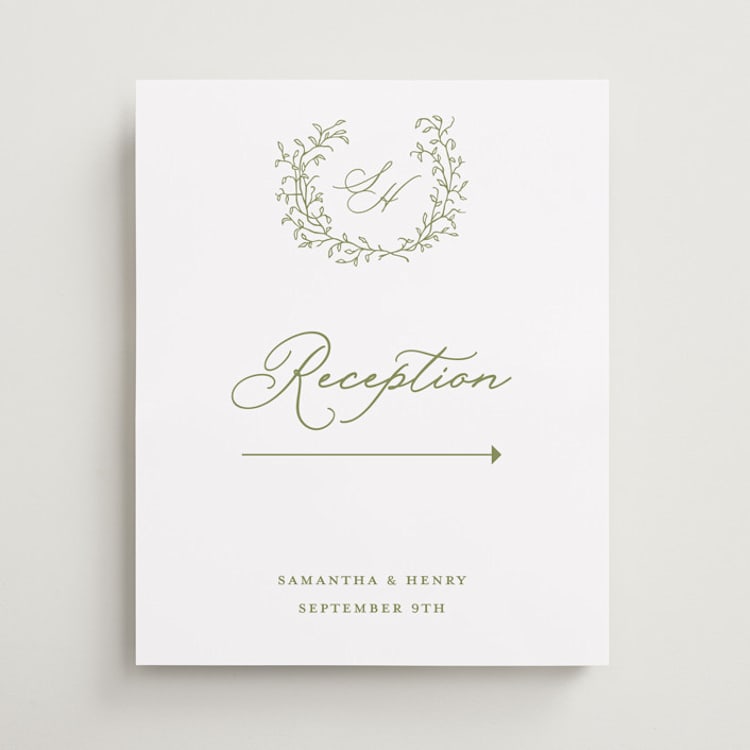 "Garden Script" - Direction Signs in Pistachio by Katherine Moynagh - Front