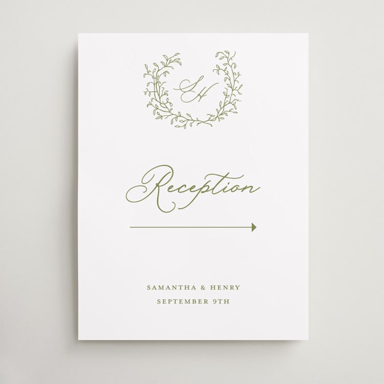 "Garden Script" - Direction Signs in Pistachio by Katherine Moynagh - Front