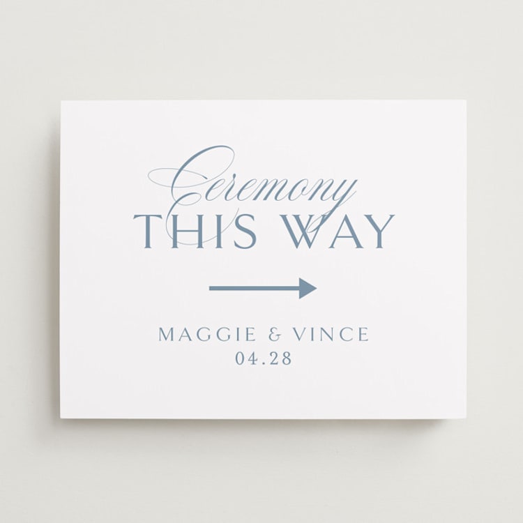 "Coastal Charm" - Direction Signs in Dusty Blue by Jennifer Postorino - Front