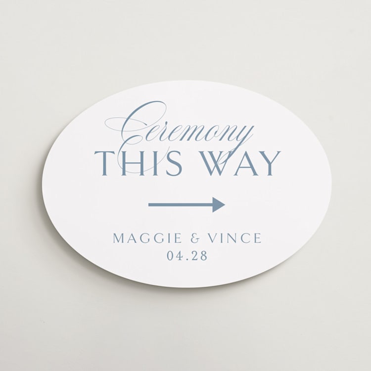 "Coastal Charm" - Direction Signs in Dusty Blue by Jennifer Postorino - Front
