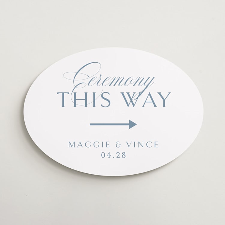 "Coastal Charm" - Direction Signs in Dusty Blue by Jennifer Postorino - Front
