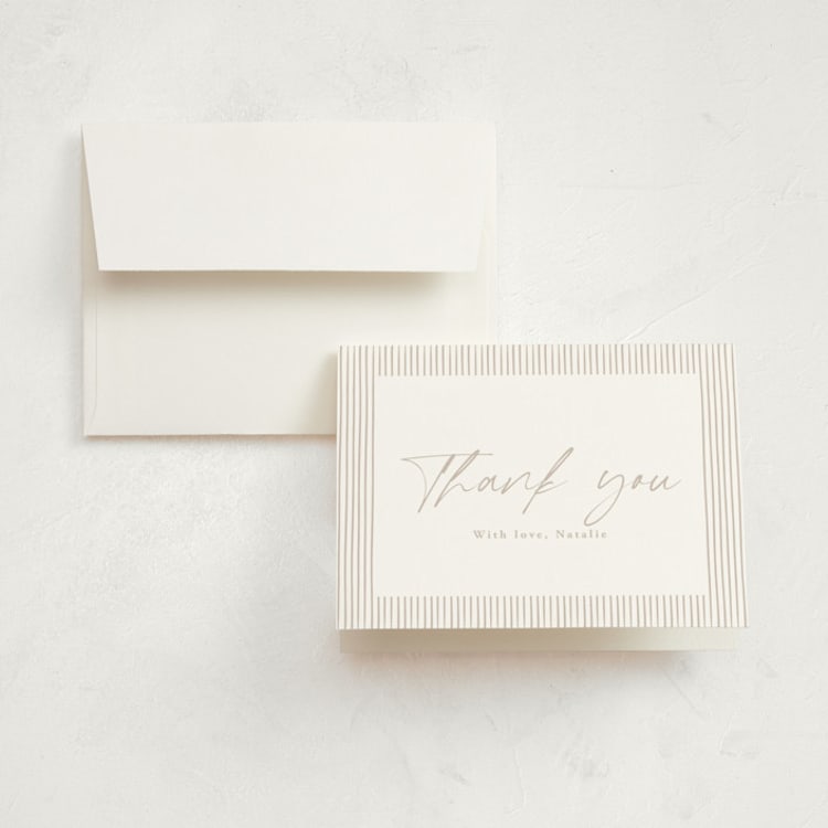 "Beloved and Remembered" - Memorial Thank You Cards in Almond by Sabrin Deirani - Front