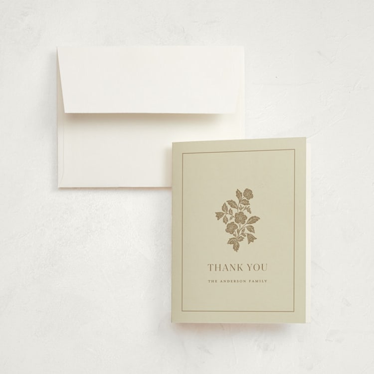 "Softly" - Memorial Thank You Cards in Wheat by Brandy Folse - Front