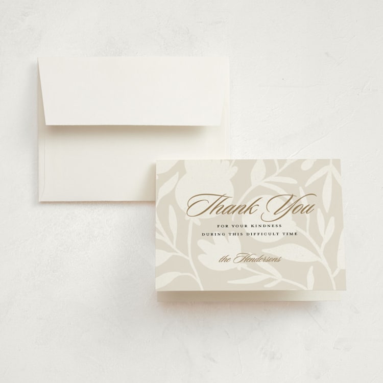 "Journey" - Memorial Thank You Cards in Buff by Carrie ONeal - Front