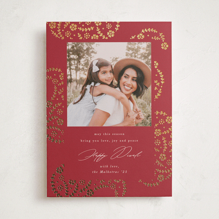 "Gilded Paisley" - Diwali Cards in Candied Apple by Mansi Verma - Front
