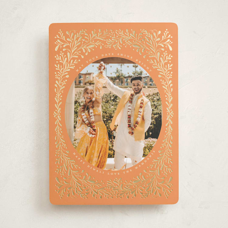 "diwali botanical" - Diwali Cards in Tangerine by Kamala Nahas - Front