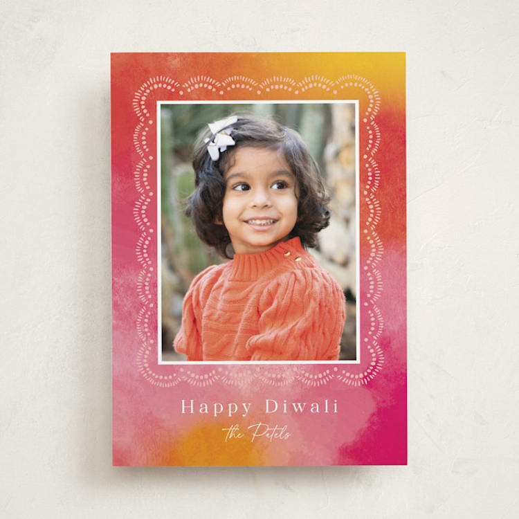 "Painterly Frame" - Diwali Cards in Carnation by Laura Hankins - Front