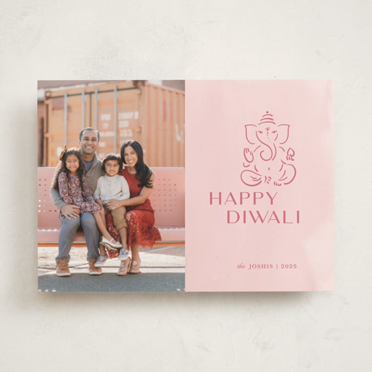"Diwali Ganesha" - Diwali Cards in Rose by Teju Reval - Front