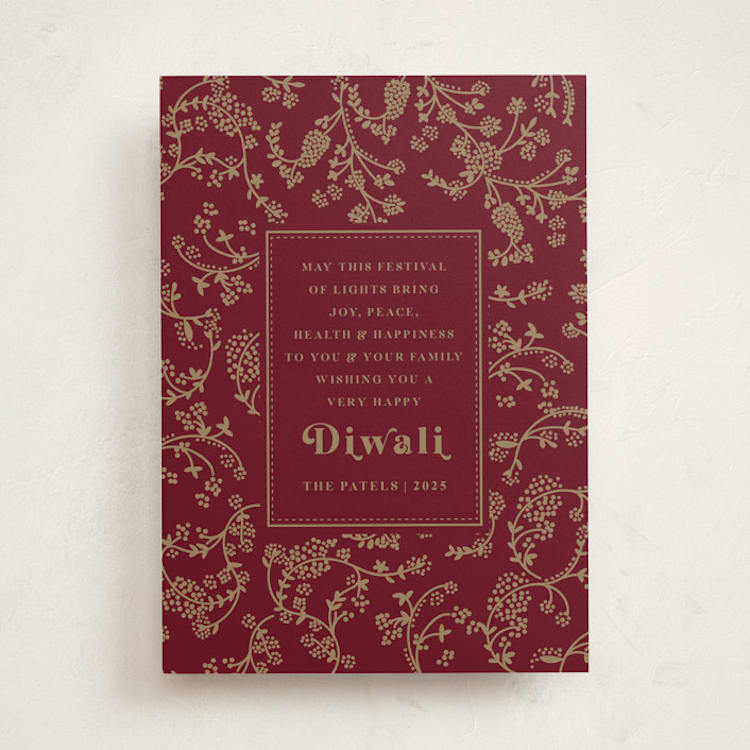 "Ornate Wishes" - Diwali Cards in Ruby by Teju Reval - Front