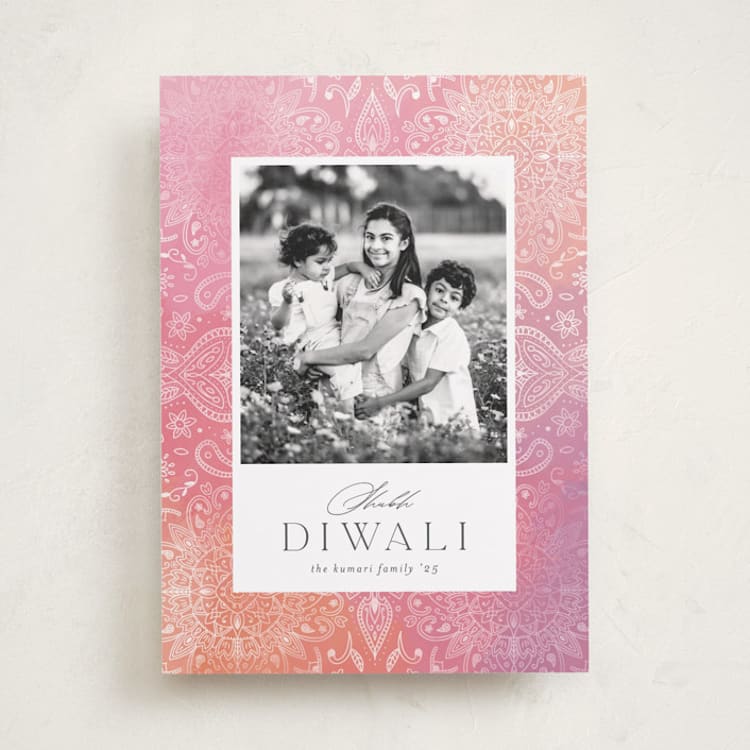 "Intricate Mandala" - Diwali Cards in Sorbet by Ashley Rosenbaum - Front