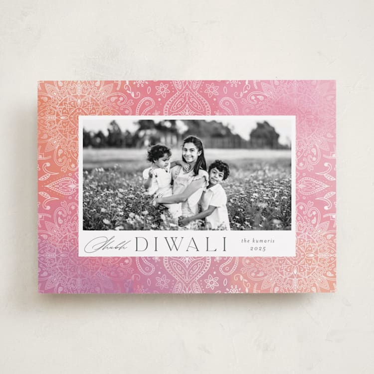 "Intricate Mandala" - Diwali Cards in Sorbet by Ashley Rosenbaum - Front
