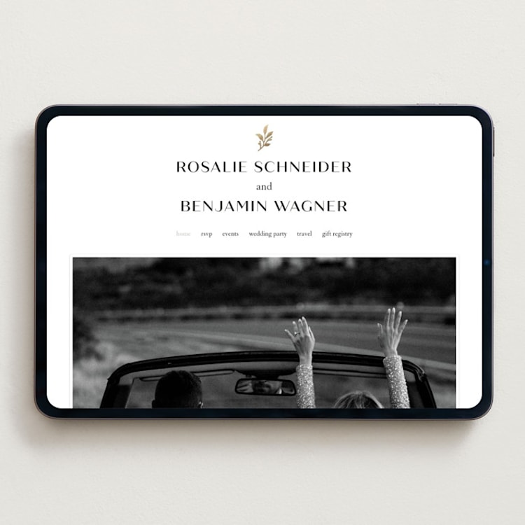 "Petite Sprig" - Wedding Website in Black Dahlia by Olivia Raufman - Desktop Design