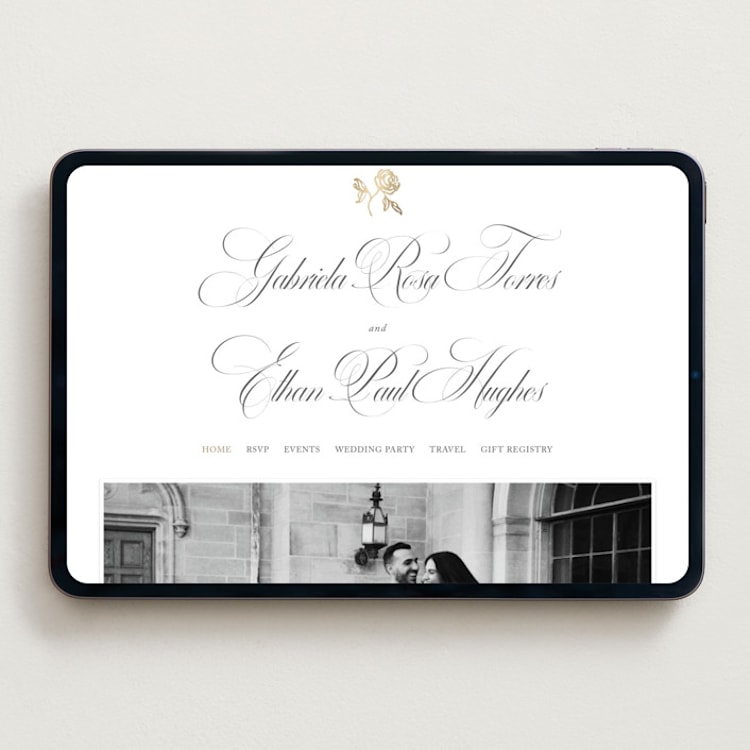 "Here With You" - Wedding Website in Classic Bride by Design Lotus - Desktop Design