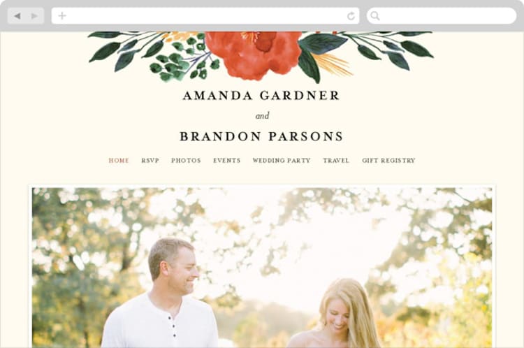 "Flourishing" - Wedding Website in Bloom by Beth Schneider - Desktop Design