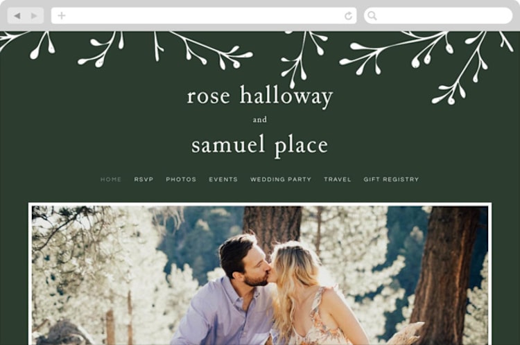 "A Dash of Delight" - Wedding Website in Pine Needle by Bramble Studio - Desktop Design