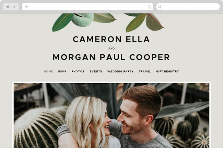 "Powder Room Florals" - Wedding Website in Cream by Ariel Rutland - Desktop Design