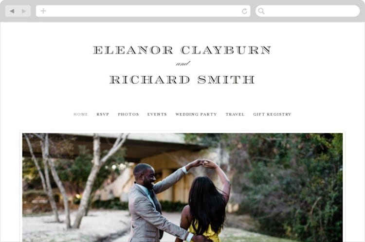 "Diantha" - Wedding Website in Ink by Kimberly Morgan - Desktop Design