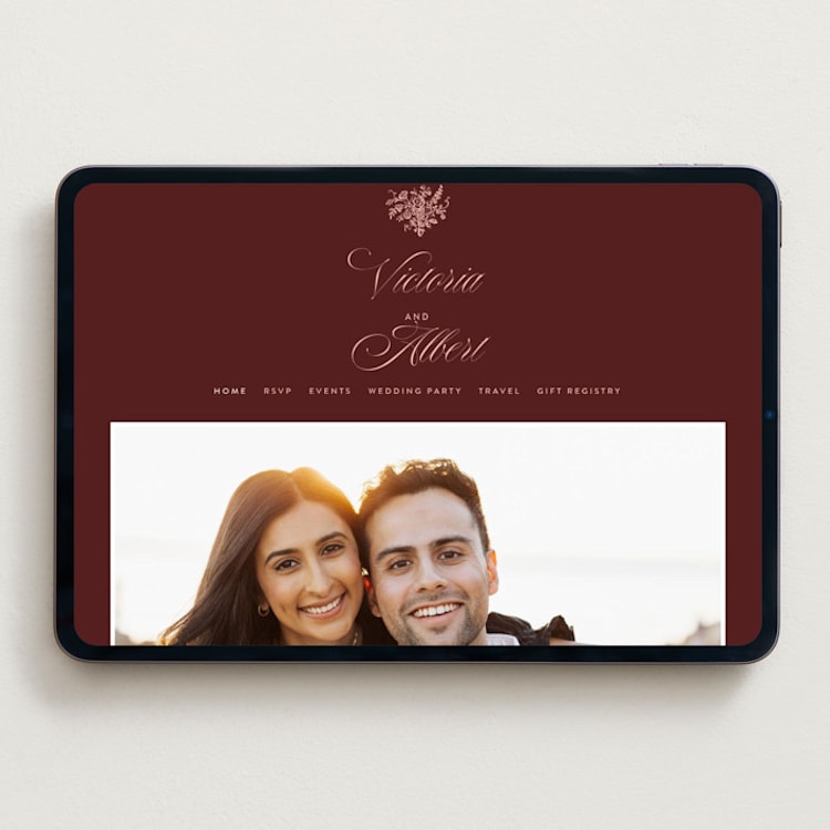 "Museum" - Wedding Website in Burgundy by Nazia Hyder - Desktop Design