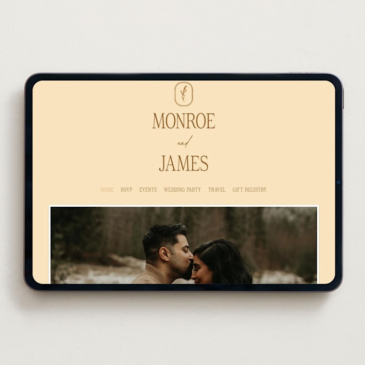 "Classic and Floral" - Wedding Website in Bark by Jen Ramsey - Desktop Design