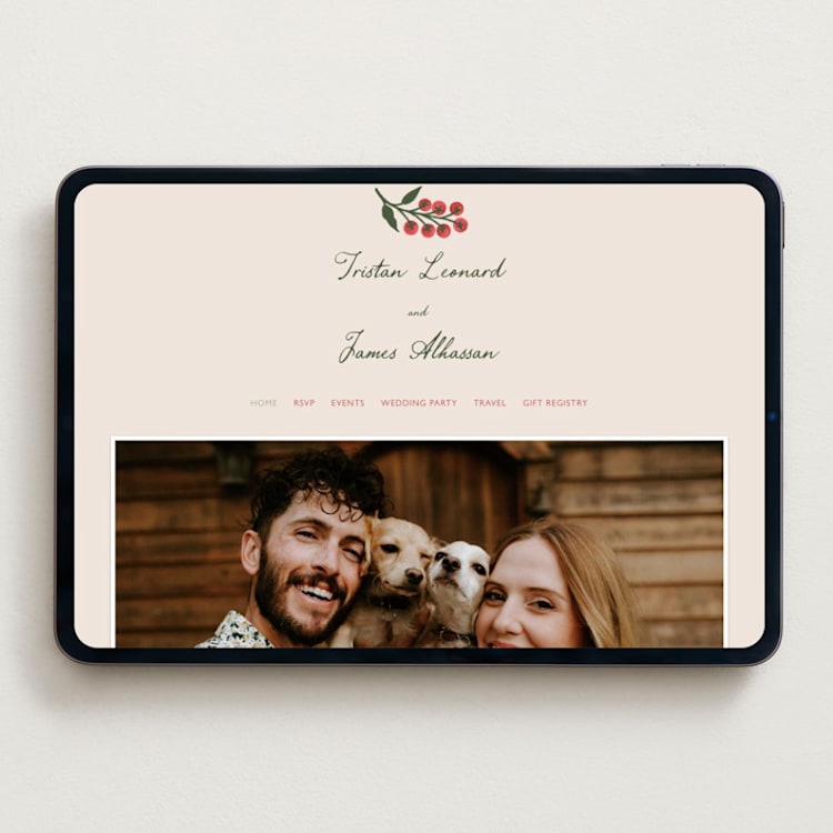"Cherry Tomatoes" - Wedding Website in Tomato by Katharine Watson - Desktop Design