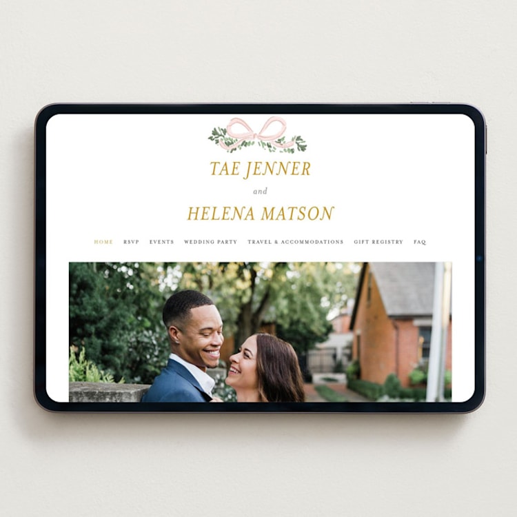"Ribbonly Frame" - Wedding Website in Blush by Itsy Belle Studio - Desktop Design