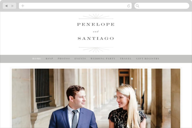 "Art Deco Border" - Wedding Website in Crystal by Hooray Creative - Desktop Design