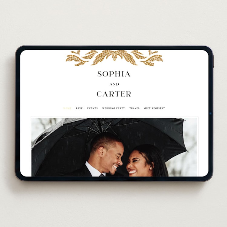 "Floral mosaic" - Wedding Website in Sand by GeekInk Design - Desktop Design