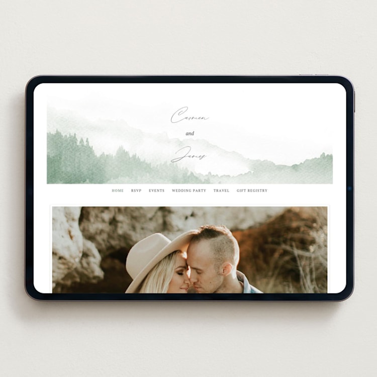 "Over the mountains" - Wedding Website in Fern by Helen Halik - Desktop Design