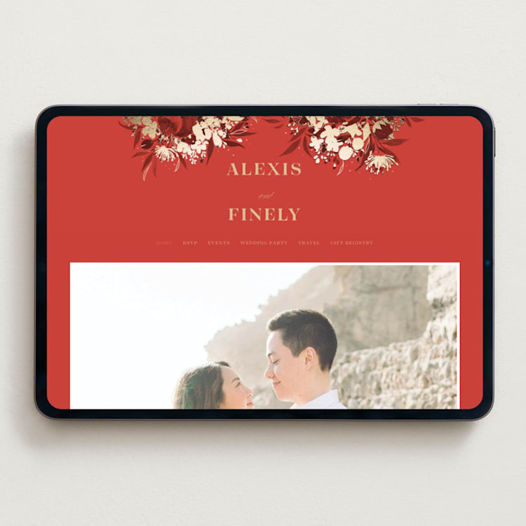 "Happiness" - Wedding Website in Cherry by Shannon Chen of Four Wet Feet Studio - Desktop Design
