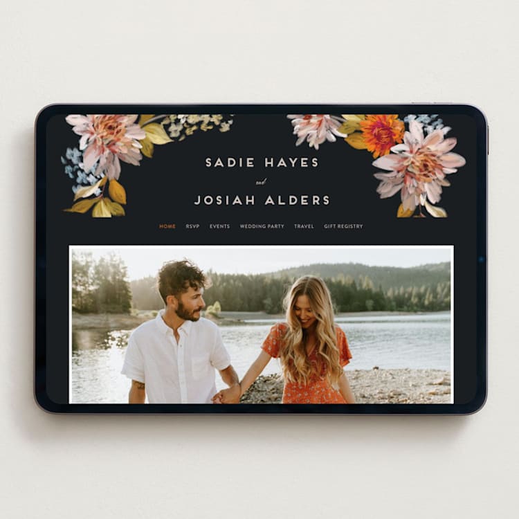 "Dahlia Season" - Wedding Website in Navy by Olivia Kanaley Inman - Desktop Design