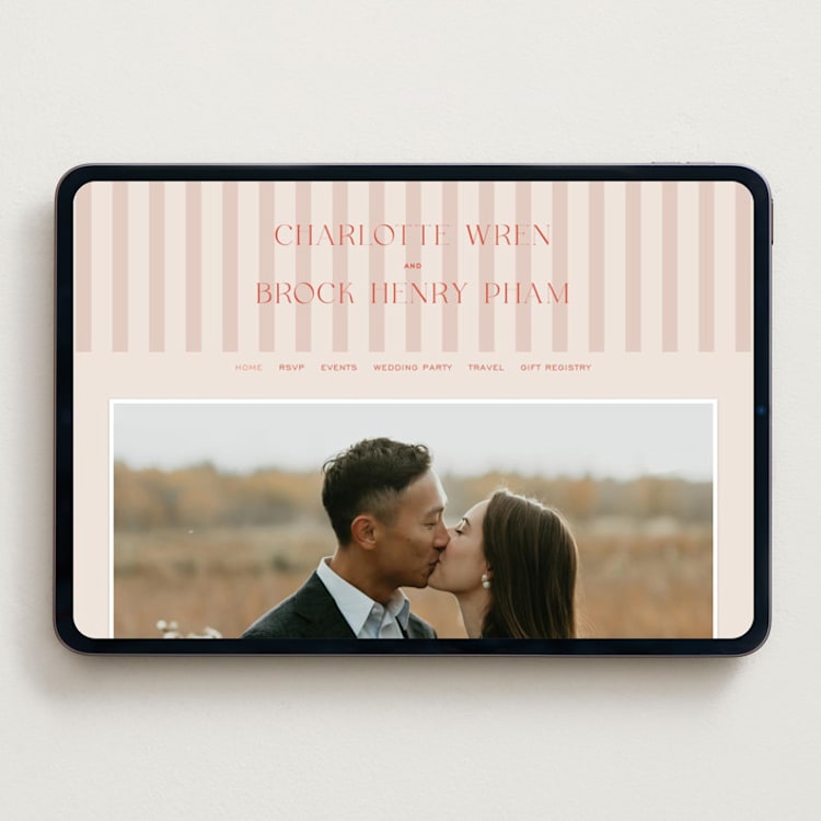 "Racquet" - Wedding Website in Verona Sunset by Megan Davis - Desktop Design