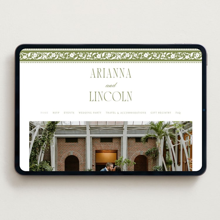 "Darcy" - Wedding Website in Pistachio by Robert and Stella - Desktop Design