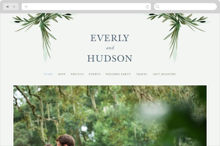 "Botanical Frame" - Wedding Website in Fern by Kate Ahn - Desktop Design