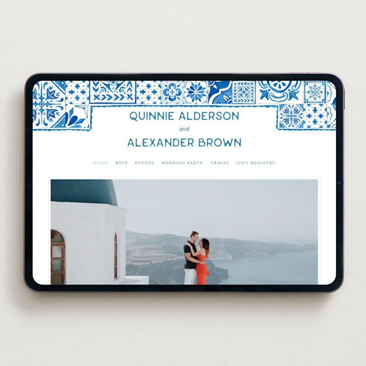"watercolor tile" - Wedding Website in Navy by Anastasia Makarova - Desktop Design