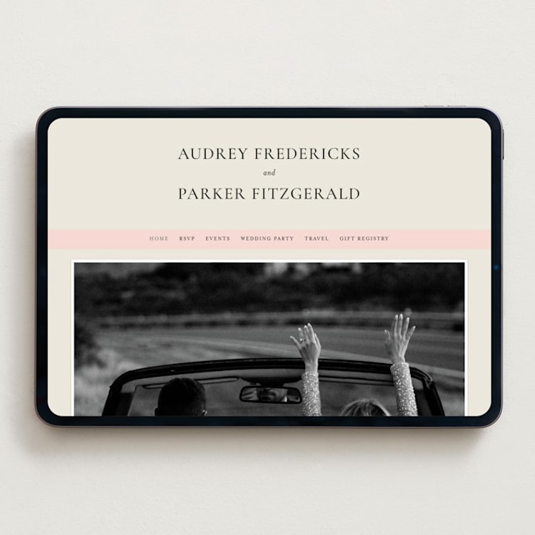 "Hand Illustrated Crest" - Wedding Website in Peony by Jackie Crawford - Desktop Design