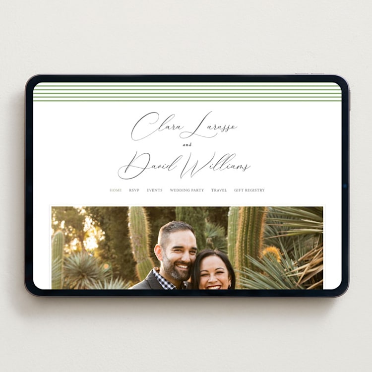 "Palm Monogram" - Wedding Website in Leaf by Olivia Raufman - Desktop Design