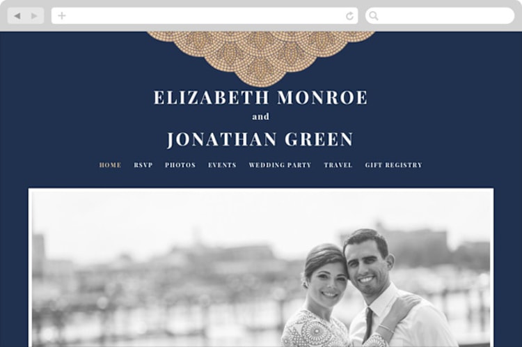 "Mosaic" - Wedding Website in Navy by GeekInk Design - Desktop Design
