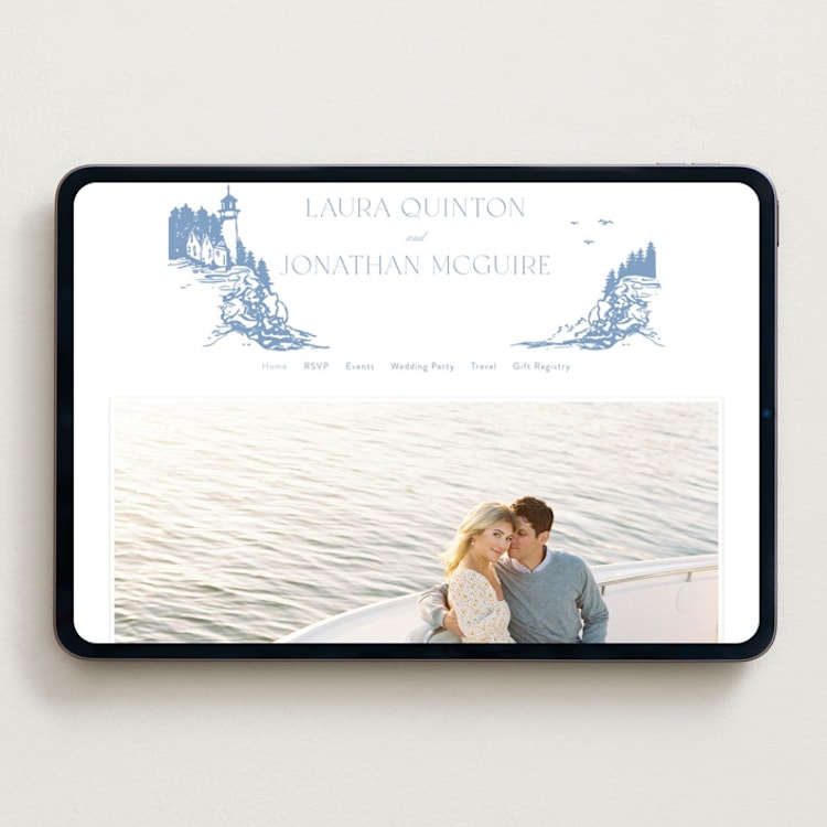 "the cliff" - Wedding Website in Provincial Blue by Tennie and Co. - Desktop Design