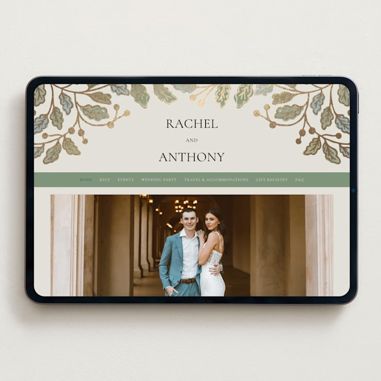 "Vine Wrap" - Wedding Website in Fern by Jen Owens - Desktop Design