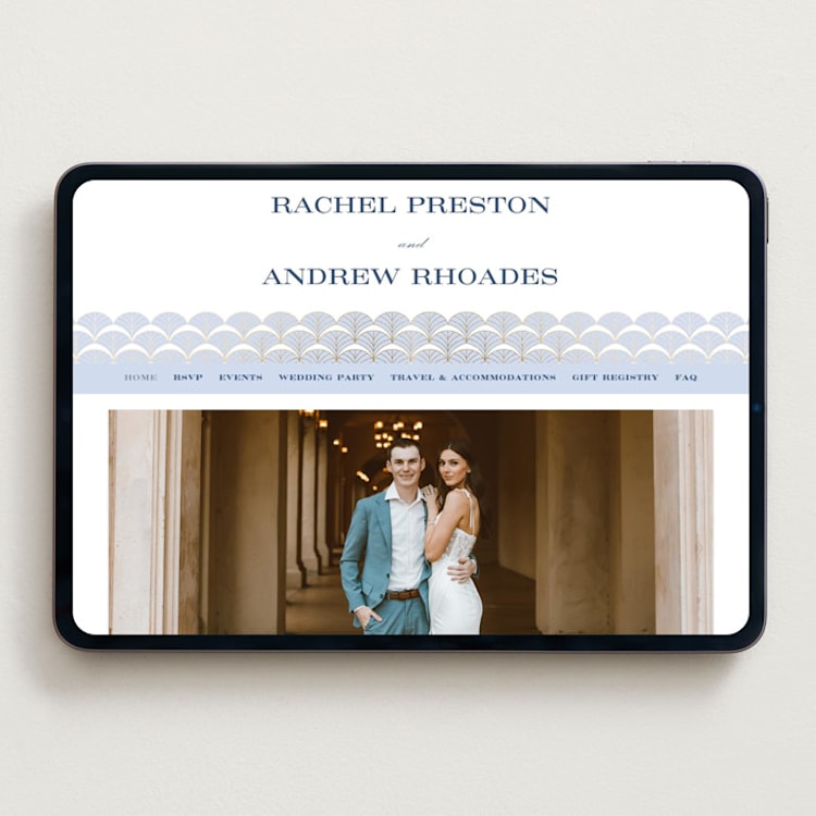 "Aurelia" - Wedding Website in Dusty Blue by Janean Hinger - Desktop Design