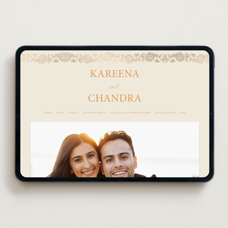 "Marigold" - Wedding Website in Ochre by Hannah Bowman - Desktop Design
