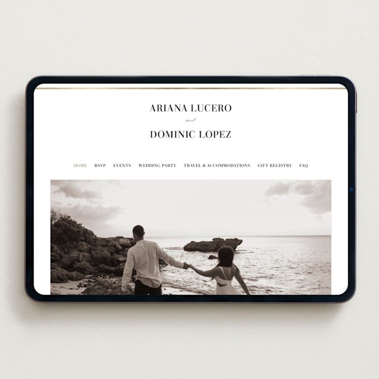 "Gilded Ampersand" - Wedding Website in Cotton by Jennifer Postorino - Desktop Design