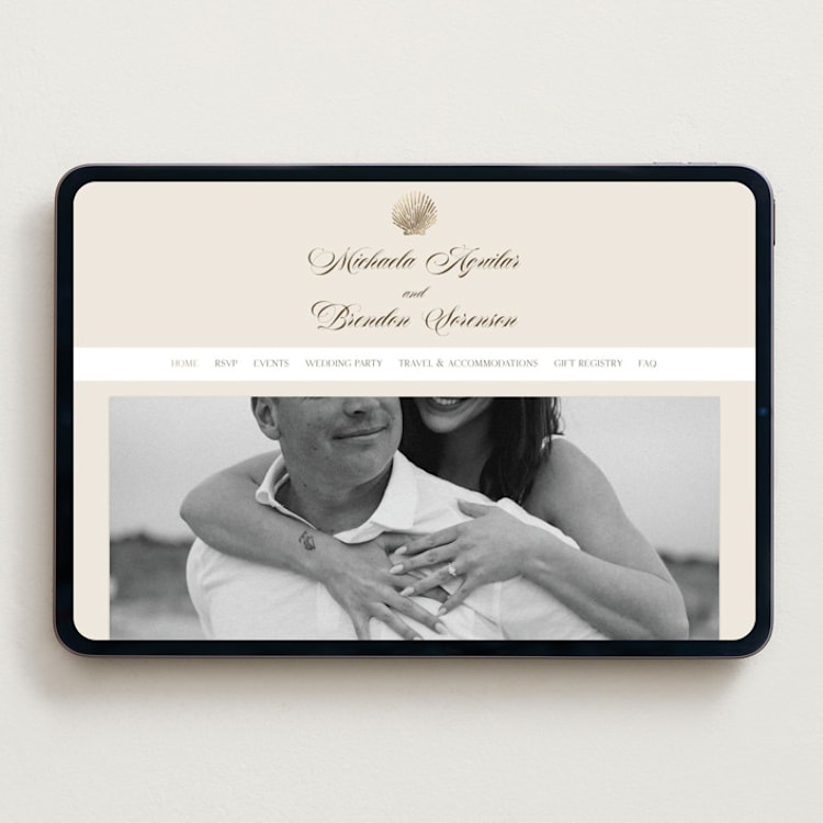 "Seaside" - Wedding Website in Champagne by Griffinbell Paper Co. - Desktop Design