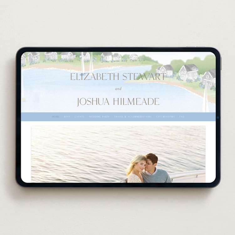 "Bristol" - Wedding Website in Aqua by Jennifer Wick - Desktop Design