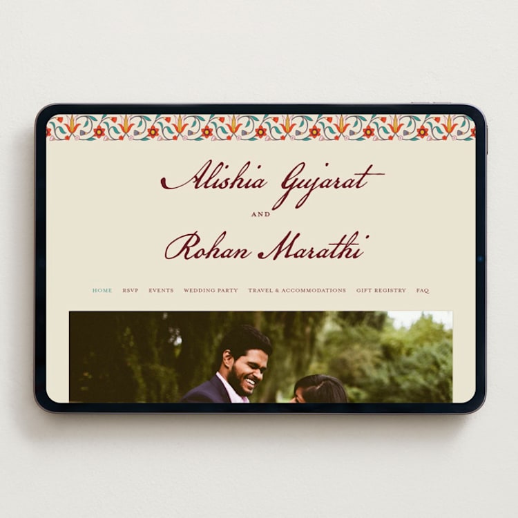 "Mughal Gardens" - Wedding Website in Ivory by Sherley Ferreira - Desktop Design