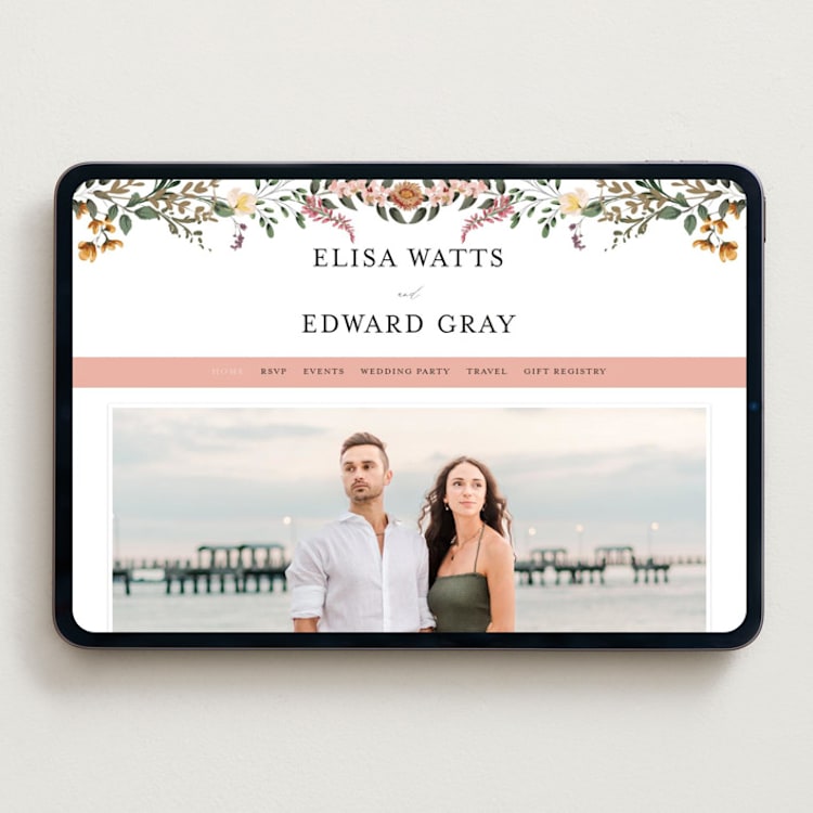 "Blooming Vine" - Wedding Website in Blush by Susan Moyal - Desktop Design