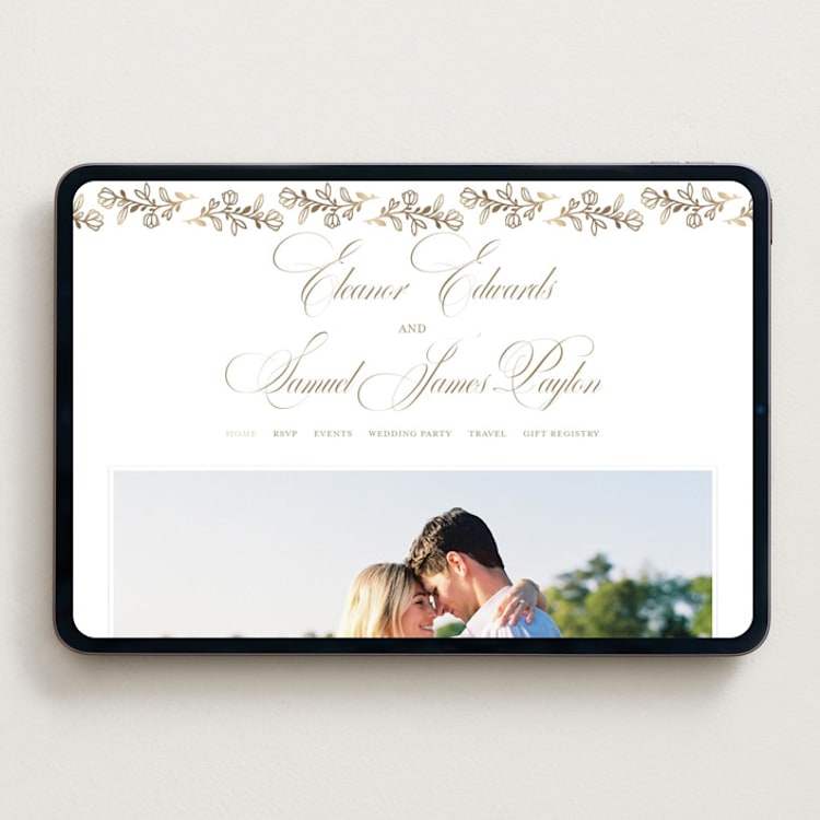 "Gold Crest" - Wedding Website in Ivory by Mansi Verma - Desktop Design