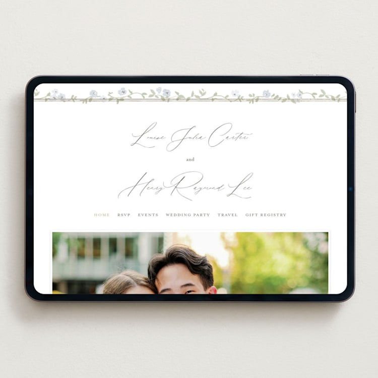"Portico" - Wedding Website in Blue Bell by Everett Paper Goods - Desktop Design